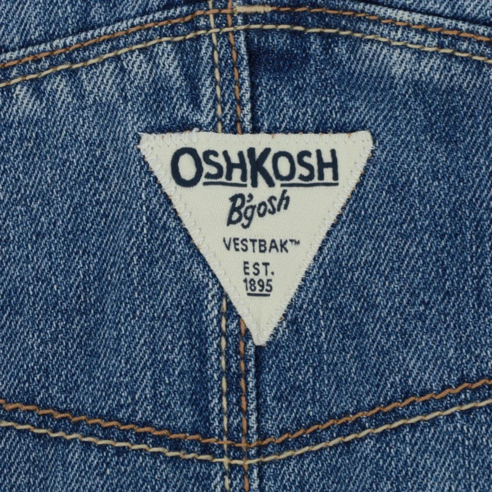 OshKosh‎ Bgosh Girls 24M Denim Overall Jumper Dress Hickory Stripe Pockets Blue